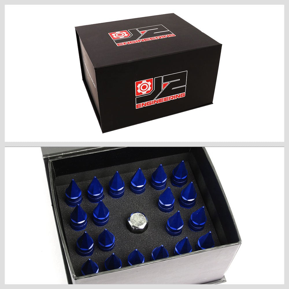 J2 Blue Open Knurled End Acorn Spike Cap Lug Nuts Conical Seat M12x1.25 T7-022-Car & Truck Wheels-BuildFastCar