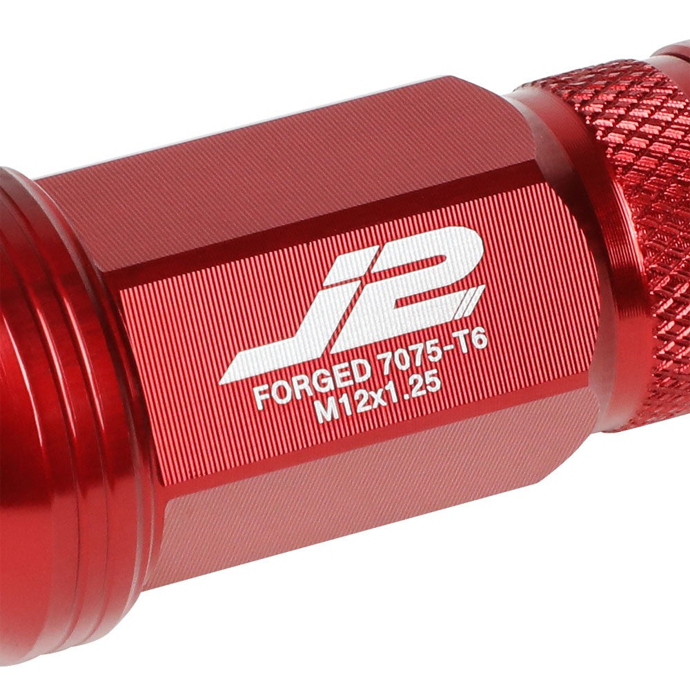 J2 Red Open Knurled End Acorn Spike Cap Lug Nuts Conical Seat M12x1.25 T7-022-Car & Truck Wheels-BuildFastCar