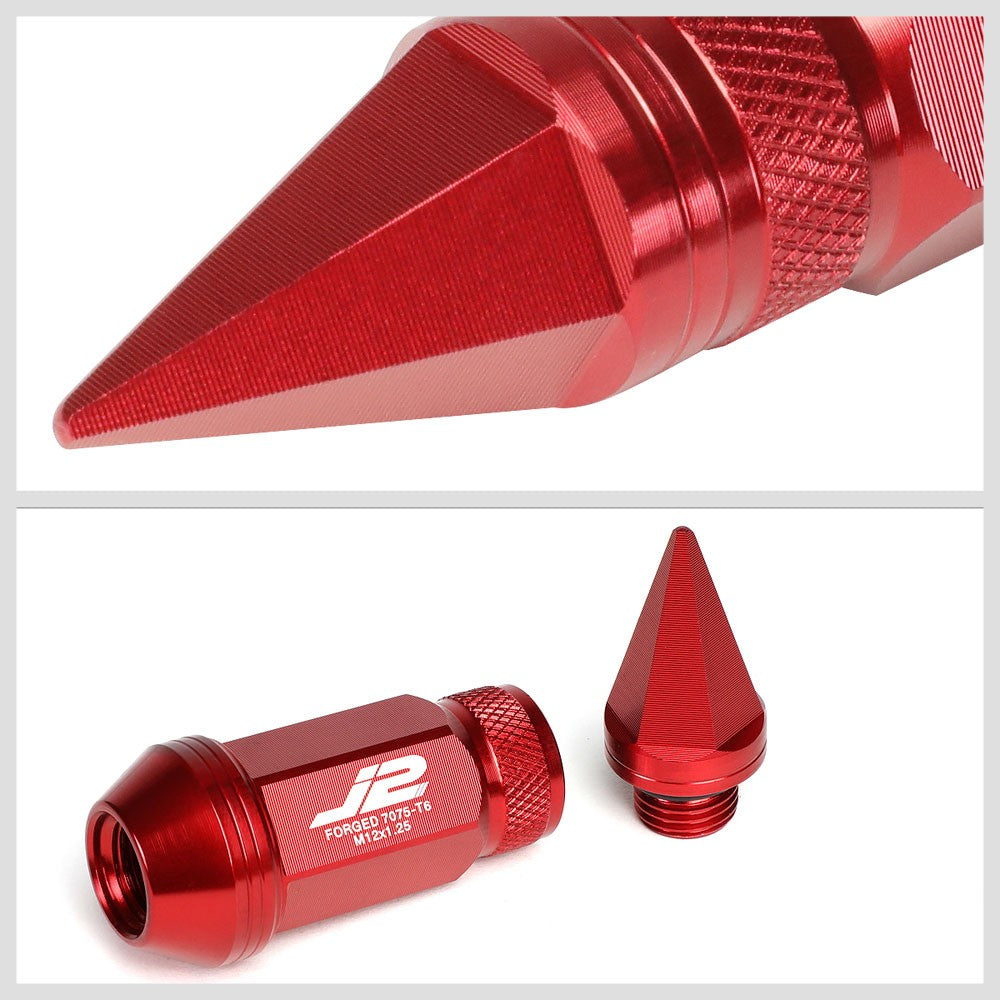 J2 Red Open Knurled End Acorn Spike Cap Lug Nuts Conical Seat M12x1.25 T7-022-Car & Truck Wheels-BuildFastCar