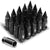 J2 Black Open Knurled End Acorn Tuner+Spike Cap 25MM OD/80MM M12 x 1.50 Lug Nuts-Car & Truck Wheels-BuildFastCar