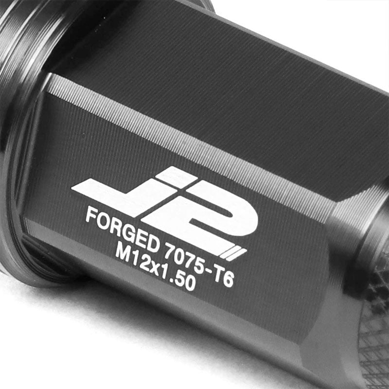 J2 Black Open Knurled End Acorn Tuner+Spike Cap 25MM OD/80MM M12 x 1.50 Lug Nuts-Car & Truck Wheels-BuildFastCar