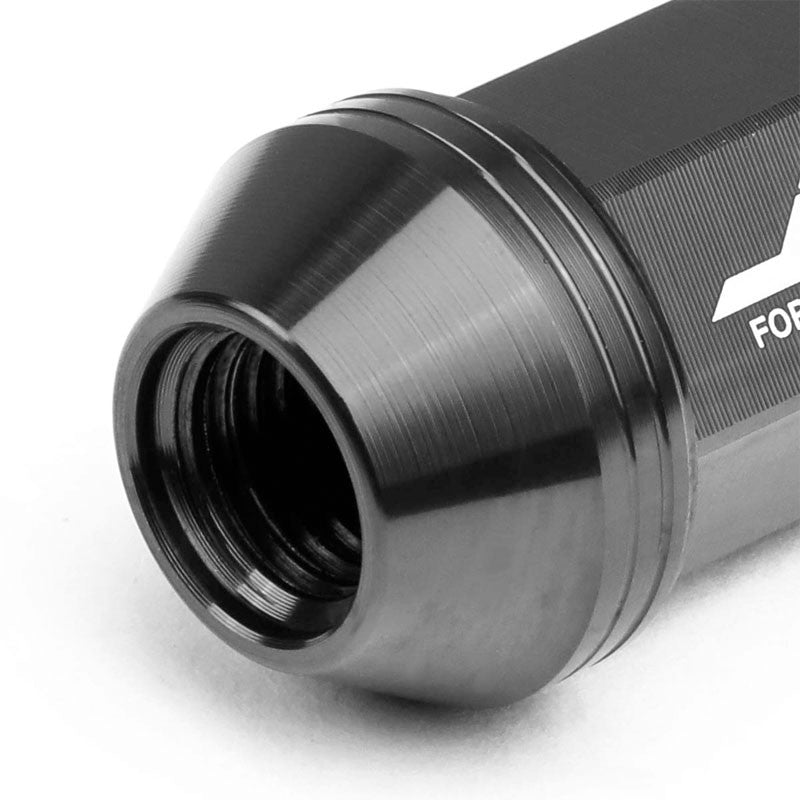 J2 Black Open Knurled End Acorn Tuner+Spike Cap 25MM OD/80MM M12 x 1.50 Lug Nuts-Car & Truck Wheels-BuildFastCar
