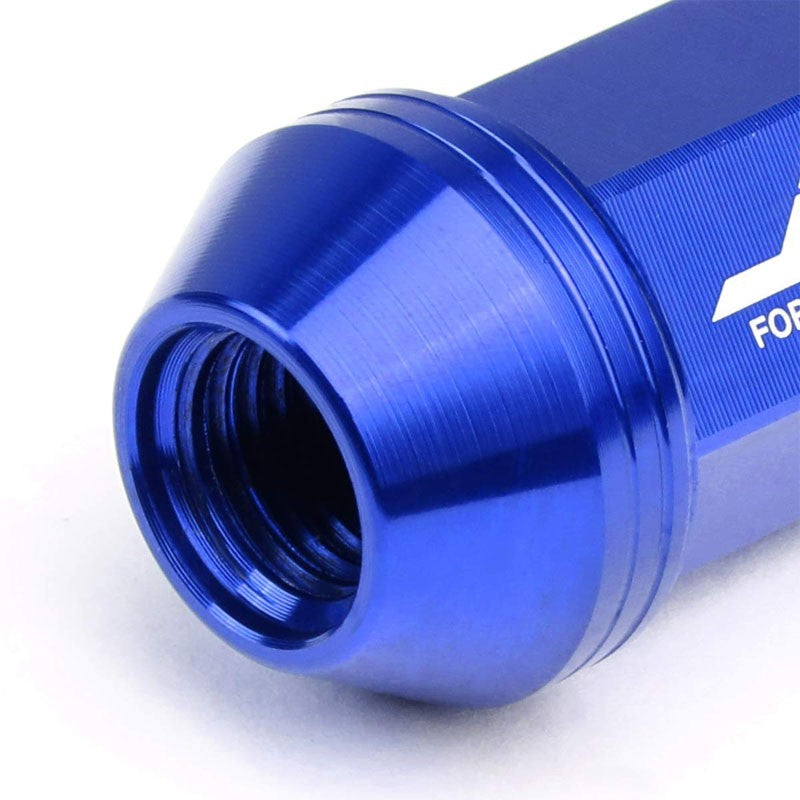 J2 Blue Open Knurled End Acorn Tuner+Spike Cap 25MM OD/80MM M12 x 1.50 Lug Nuts-Car & Truck Wheels-BuildFastCar
