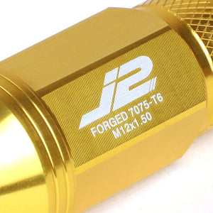 J2 Gold Open Knurled End Acorn Tuner+Spike Cap 25MM OD/80MM M12 x 1.50 Lug Nuts-Car & Truck Wheels-BuildFastCar