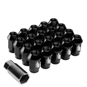J2 Black Open Knurled End Acorn Tuner Lug Nuts Conical Seat M12x1.25 T7-023