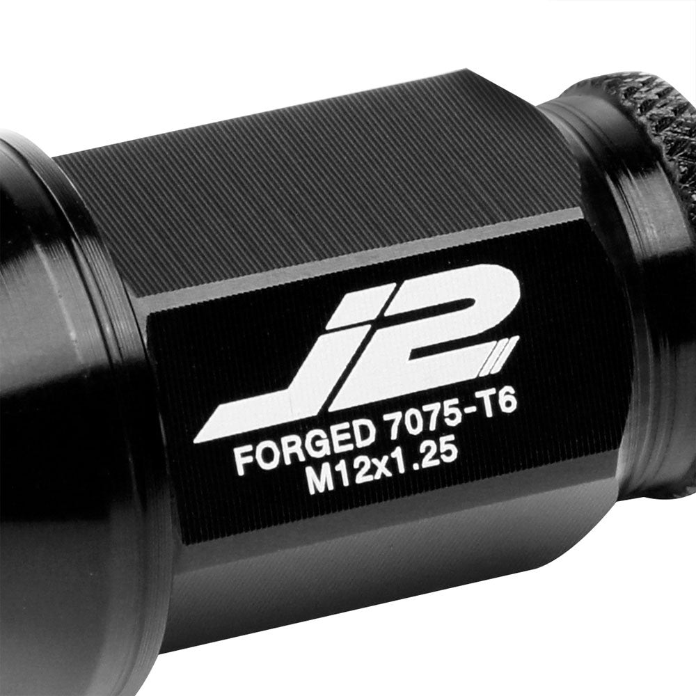 J2 Black Open Knurled End Acorn Tuner Lug Nuts Conical Seat M12x1.25 T7-023-Car & Truck Wheels-BuildFastCar