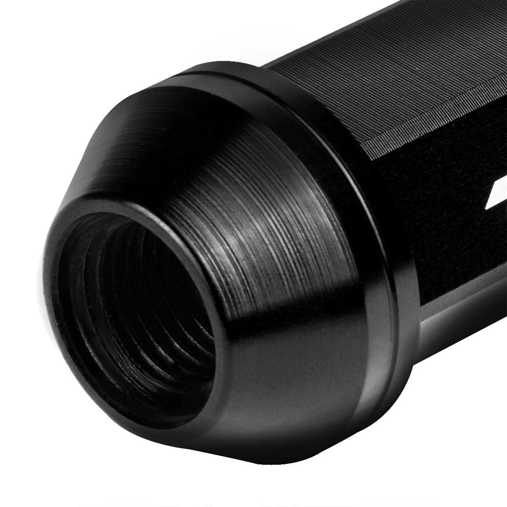 J2 Black Open Knurled End Acorn Tuner Lug Nuts Conical Seat M12x1.25 T7-023-Car & Truck Wheels-BuildFastCar