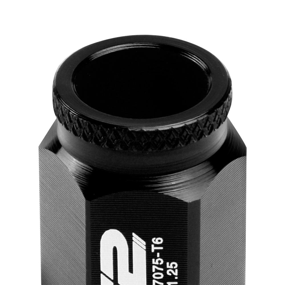 J2 Black Open Knurled End Acorn Tuner Lug Nuts Conical Seat M12x1.25 T7-023-Car & Truck Wheels-BuildFastCar