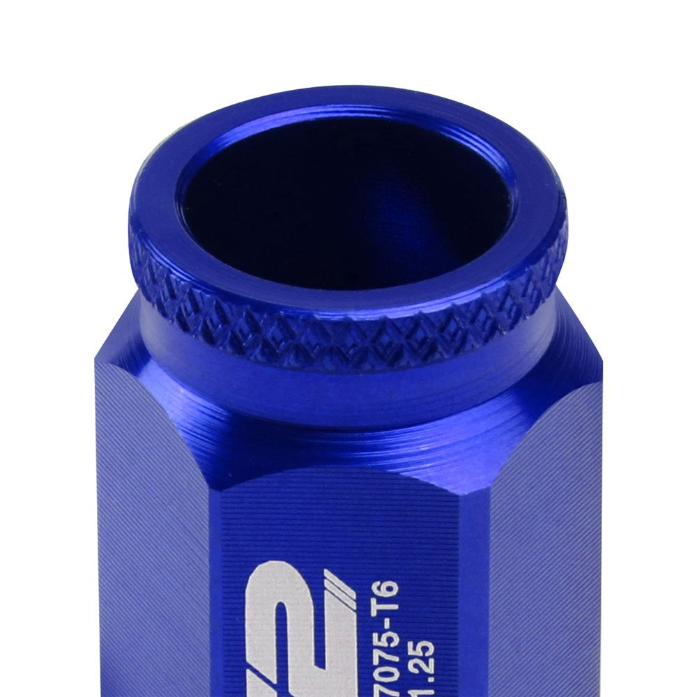 J2 Blue Open Knurled End Acorn Tuner Lug Nuts Conical Seat M12x1.25 T7-023-Car & Truck Wheels-BuildFastCar