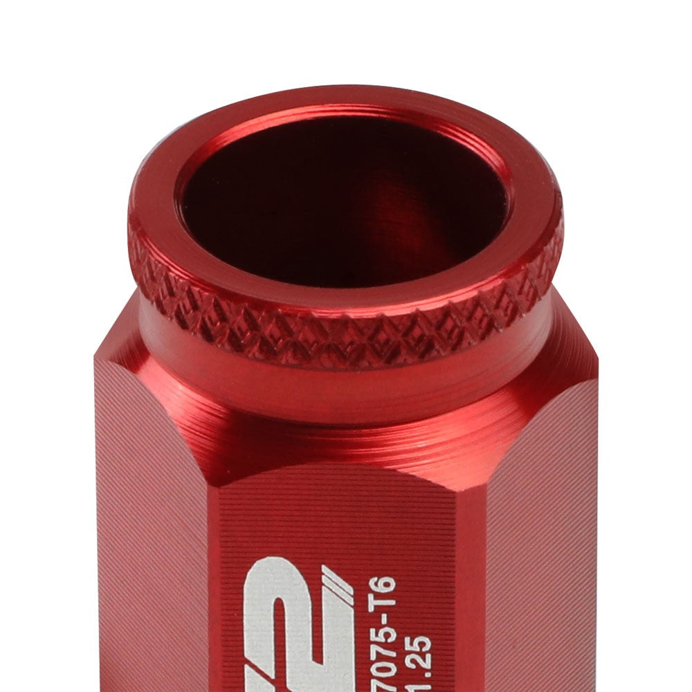 J2 Red Open Knurled End Acorn Tuner Lug Nuts Conical Seat M12x1.25 T7-023-Car & Truck Wheels-BuildFastCar