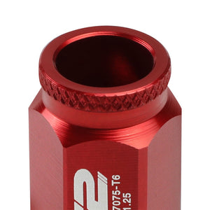 J2 Red Open Knurled End Acorn Tuner Lug Nuts Conical Seat M12x1.25 T7-023-Car & Truck Wheels-BuildFastCar