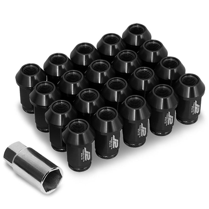 J2 Aluminum Black Open Knurled End Acorn Tuner M12 x 1.50 25MM OD/40MM Lug Nuts-Car &amp; Truck Wheels-BuildFastCar