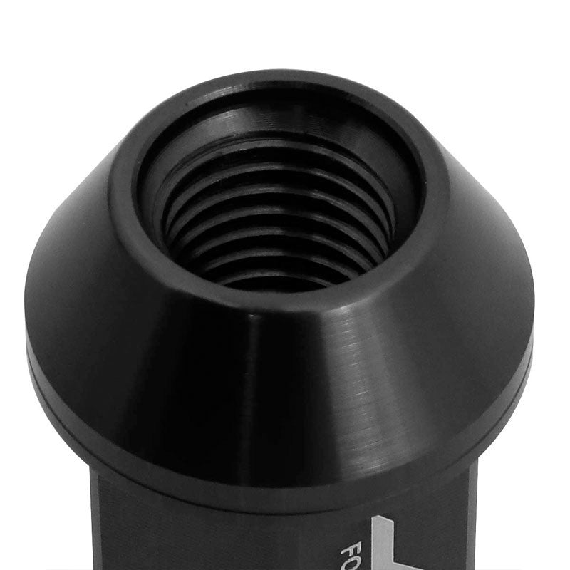 J2 Aluminum Black Open Knurled End Acorn Tuner M12 x 1.50 25MM OD/40MM Lug Nuts-Car & Truck Wheels-BuildFastCar