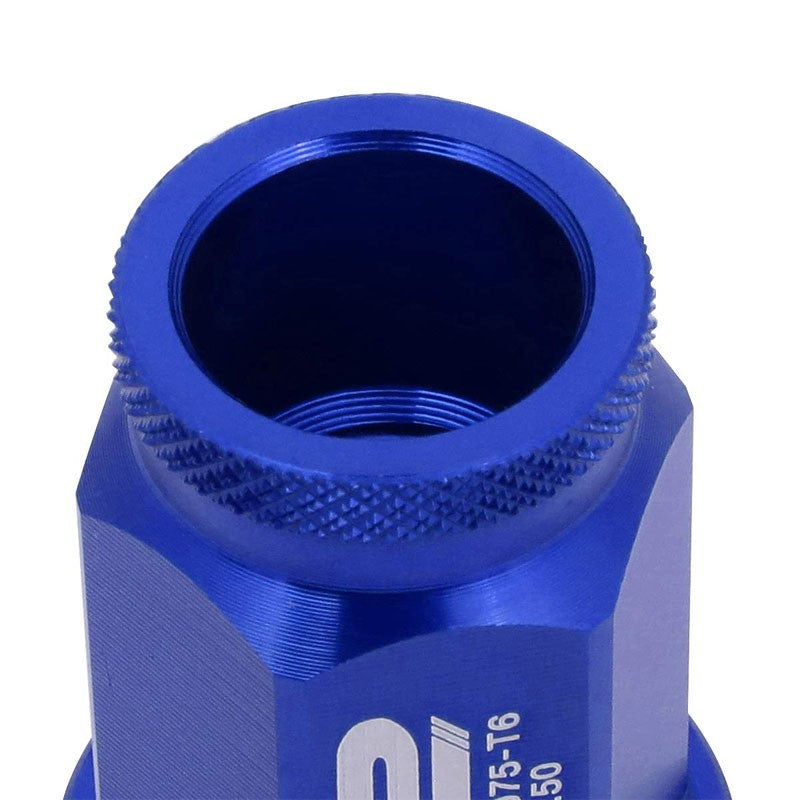 J2 Aluminum Blue Open Knurled End Acorn Tuner M12 x 1.50 25MM OD/40MM Lug Nuts-Car & Truck Wheels-BuildFastCar