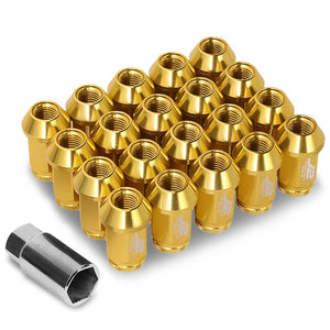 J2 Aluminum Gold Open Knurled End Acorn Tuner M12 x 1.50 25MM OD/40MM Lug Nuts-Car & Truck Wheels-BuildFastCar