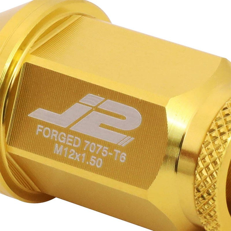 J2 Aluminum Gold Open Knurled End Acorn Tuner M12 x 1.50 25MM OD/40MM Lug Nuts-Car & Truck Wheels-BuildFastCar