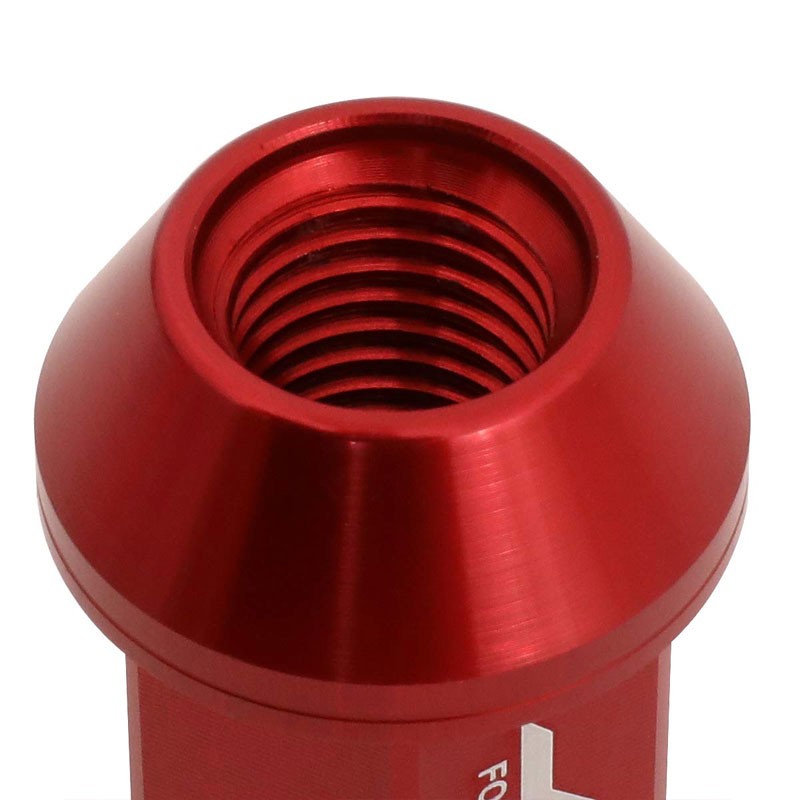 J2 Aluminum Red Open Knurled End Acorn Tuner M12 x 1.50 25MM OD/40MM Lug Nuts-Car & Truck Wheels-BuildFastCar