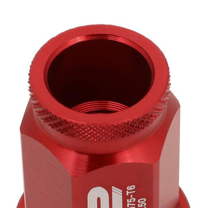 J2 Aluminum Red Open Knurled End Acorn Tuner M12 x 1.50 25MM OD/40MM Lug Nuts-Car & Truck Wheels-BuildFastCar