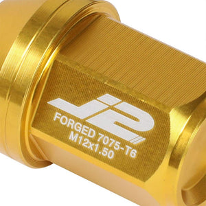 J2 Gold Close End Acorn Tuner 25MM OD/35MM M12 x 1.50 20 Pcs Lug Nuts+Adapter-Car & Truck Wheels-BuildFastCar
