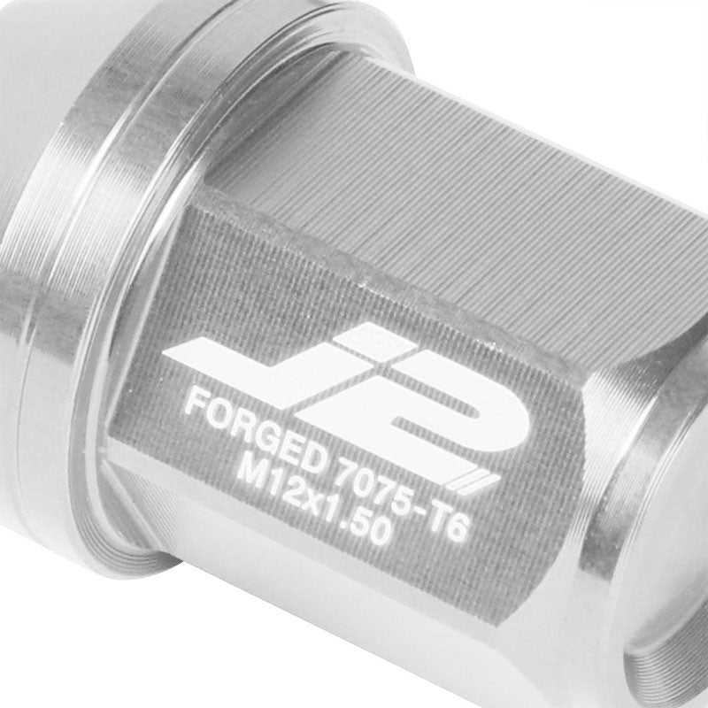 J2 Silver Close End Acorn Tuner 25MM OD/35MM M12 x 1.50 20 Pcs Lug Nuts+Adapter-Car & Truck Wheels-BuildFastCar