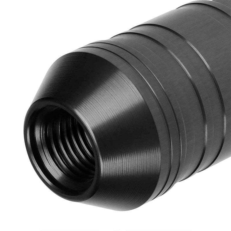 J2 Black Open Knurled End Acorn Tuner 25MM OD/70MM M12x1.25 Lug Nuts Set+Adapter-Car & Truck Wheels-BuildFastCar
