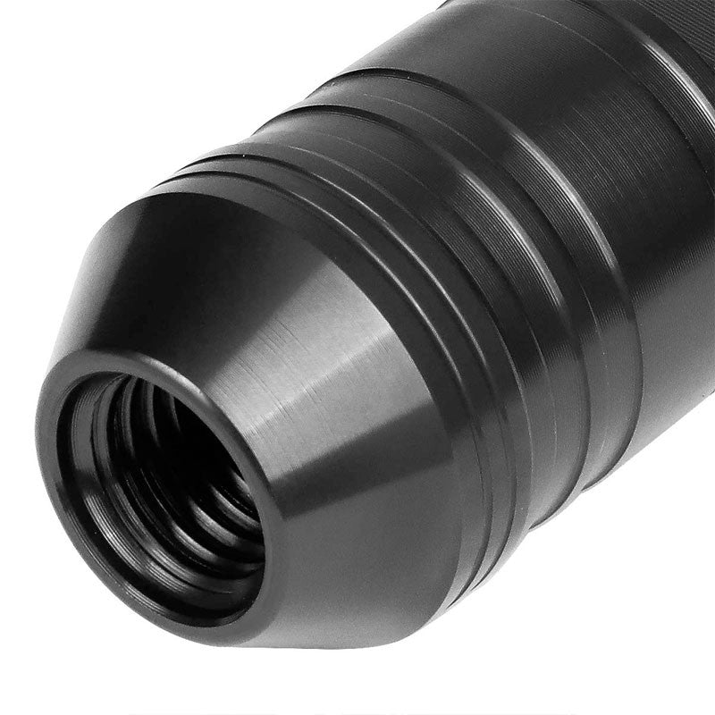 J2 Black Open Knurled End Acorn Tuner 25MM OD/70MM M12 x 1.50 Lug Nuts+Adapter-Car & Truck Wheels-BuildFastCar
