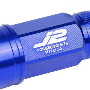 J2 Blue Open Knurled End Acorn Tuner 25MM OD/70MM M12 x 1.50 Lug Nuts+Adapter-Car & Truck Wheels-BuildFastCar