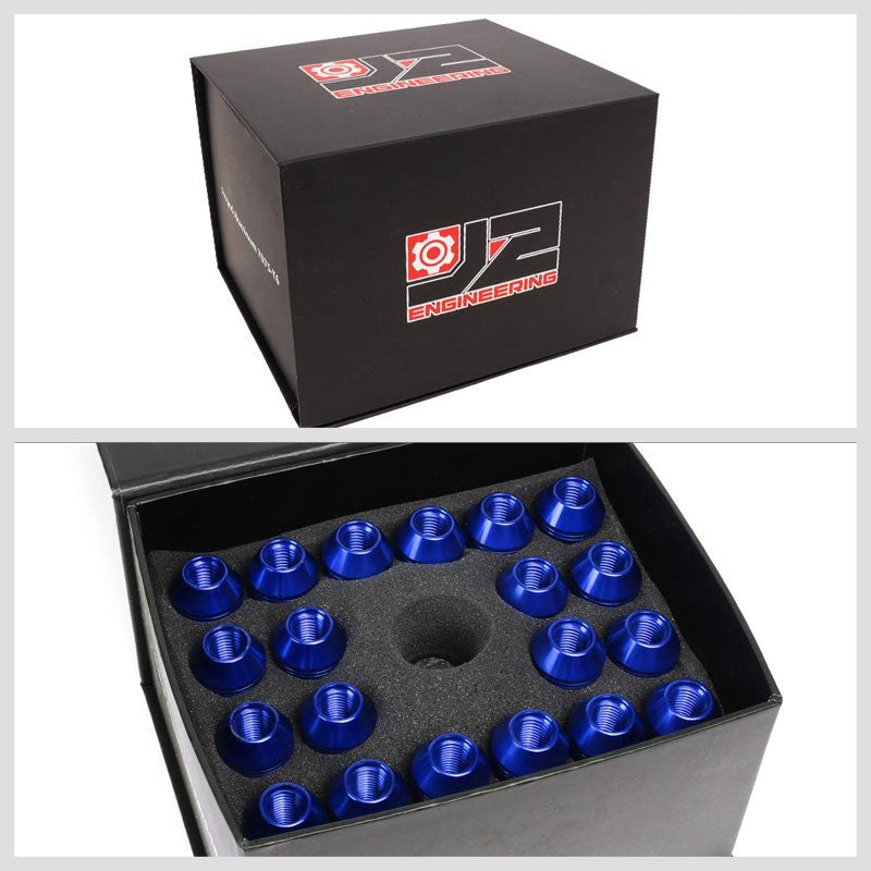 J2 Blue Open Knurled End Acorn Tuner 25MM OD/70MM M12 x 1.50 Lug Nuts+Adapter-Car & Truck Wheels-BuildFastCar