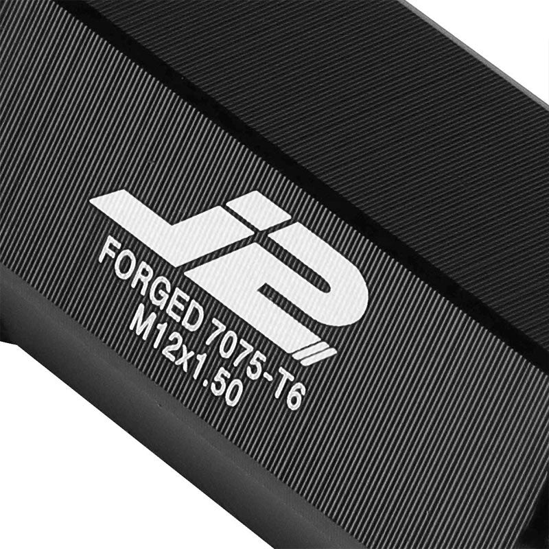 J2 Black Open Double Knurled End Acorn Tuner 70MM M12x1.50 Lug Nuts Set+Adapter-Car & Truck Wheels-BuildFastCar