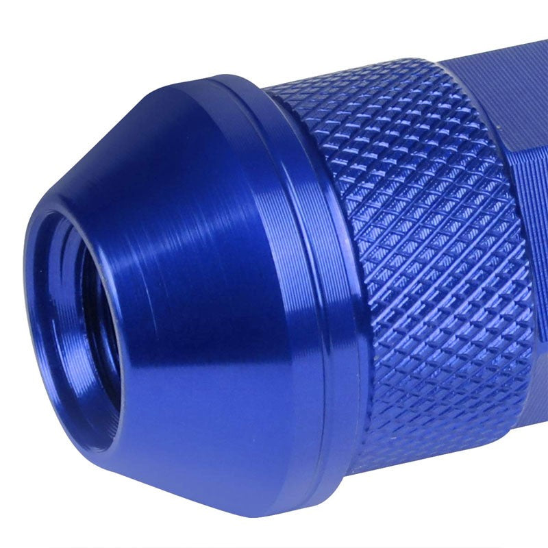 J2 Blue Open Double Knurled End Acorn Tuner 70MM M12x1.50 Lug Nuts Set+Adapter-Car & Truck Wheels-BuildFastCar