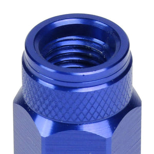 J2 Blue Open Double Knurled End Acorn Tuner 70MM M12x1.50 Lug Nuts Set+Adapter-Car & Truck Wheels-BuildFastCar