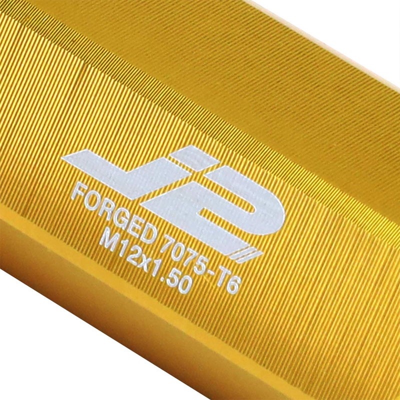 J2 Gold Open Double Knurled End Acorn Tuner 70MM M12x1.50 Lug Nuts Set+Adapter-Car & Truck Wheels-BuildFastCar