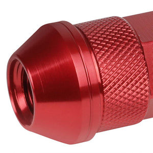 J2 Red Open Double Knurled End Acorn Tuner 70MM M12x1.50 Lug Nuts Set+Adapter-Car & Truck Wheels-BuildFastCar