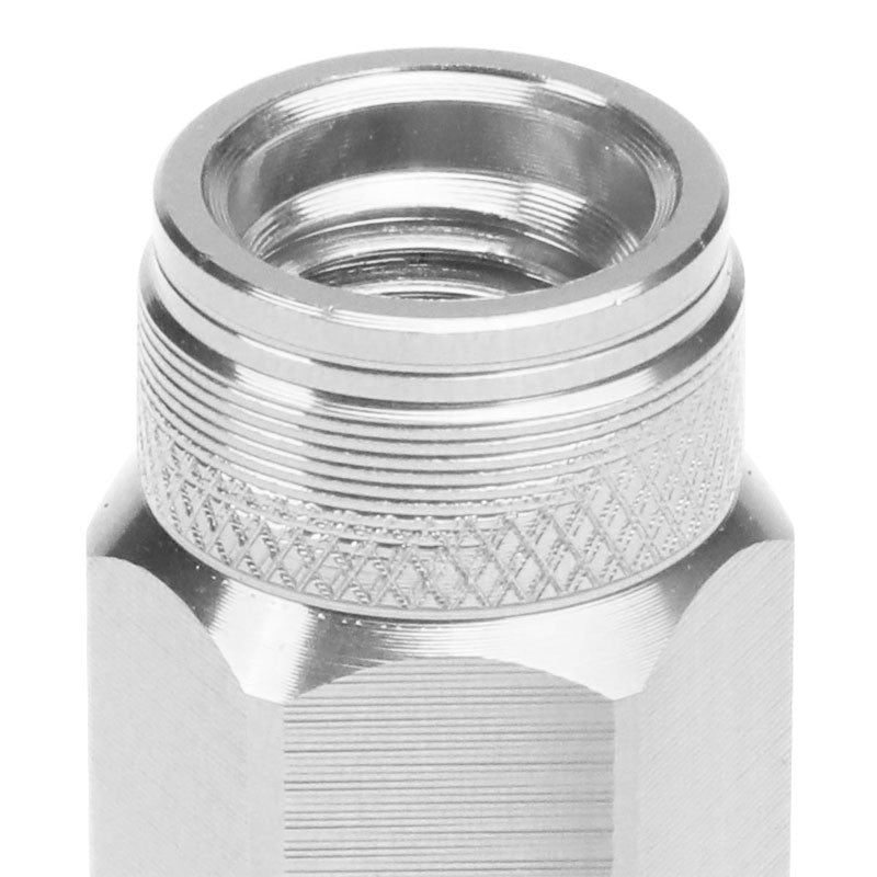 J2 Silver Open Double Knurled End Acorn Tuner 70MM M12x1.50 Lug Nuts Set+Adapter-Car & Truck Wheels-BuildFastCar