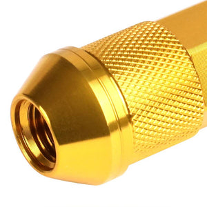 J2 Gold Open Double Knurled End Acorn Tuner 90MM M12x1.50 Lug Nuts Set+Adapter-Car & Truck Wheels-BuildFastCar