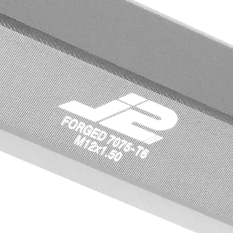 J2 Silver Open Double Knurled End Acorn Tuner 90MM M12x1.50 Lug Nuts Set+Adapter-Car & Truck Wheels-BuildFastCar