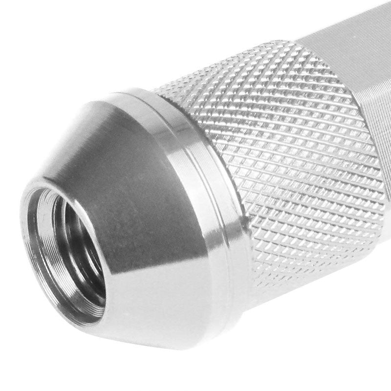 J2 Silver Open Double Knurled End Acorn Tuner 90MM M12x1.50 Lug Nuts Set+Adapter-Car & Truck Wheels-BuildFastCar
