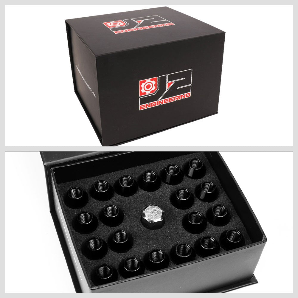 J2 Black Open Knurled End Acorn Tuner Lug Nuts Conical Seat M12x1.25 T7-028-Car & Truck Wheels-BuildFastCar