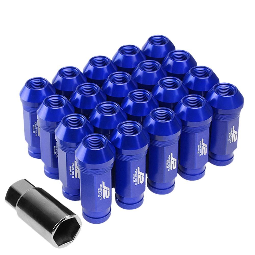 J2 Blue Open Knurled End Acorn Tuner Lug Nuts Conical Seat M12x1.25 T7-028