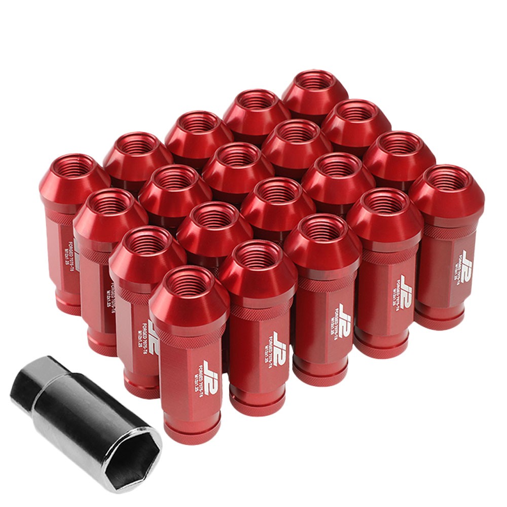 J2 Red Open Knurled End Acorn Tuner Lug Nuts Conical Seat M12x1.25 T7-028