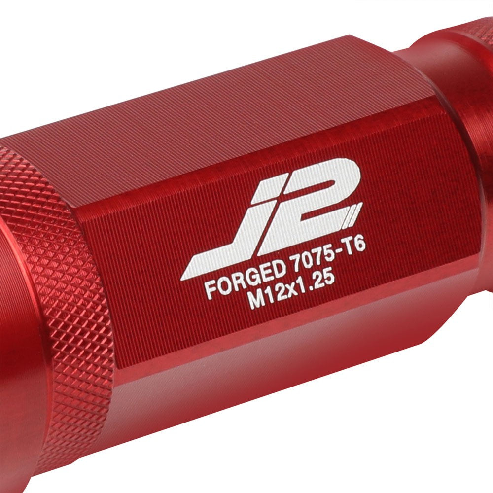 J2 Red Open Knurled End Acorn Tuner Lug Nuts Conical Seat M12x1.25 T7-028-Car & Truck Wheels-BuildFastCar
