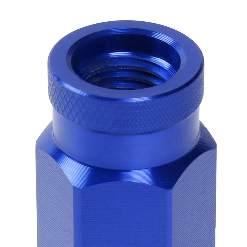 J2 Blue Open Knurled End Acorn Tuner 25MM OD/60MM M12 x 1.50 Lug Nuts+Adapter-Car & Truck Wheels-BuildFastCar