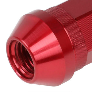 J2 Red Open Knurled End Acorn Tuner 60MM M12x1.50 Lug Nuts 20 Pcs Set+Adapter-Car & Truck Wheels-BuildFastCar