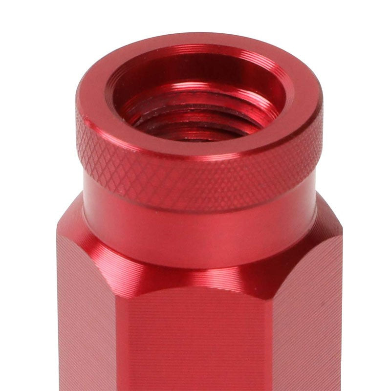 J2 Red Open Knurled End Acorn Tuner 60MM M12x1.50 Lug Nuts 20 Pcs Set+Adapter-Car & Truck Wheels-BuildFastCar