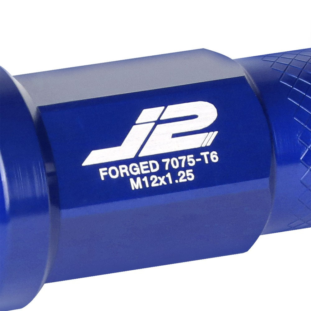 J2 Blue M12x1.25 Open Knurled End Acorn Tuner Lug Nuts