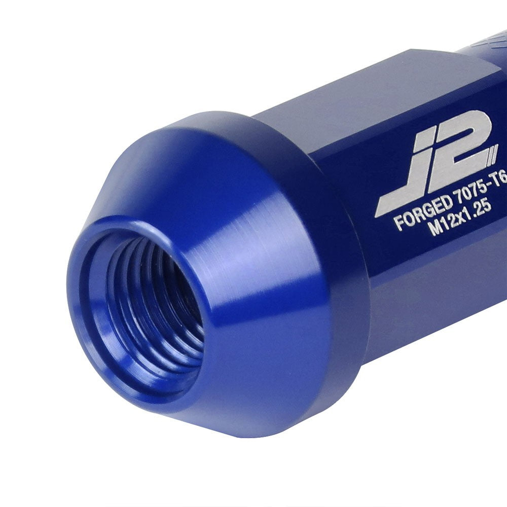 J2 Blue M12x1.25 Open Knurled End Acorn Tuner Lug Nuts