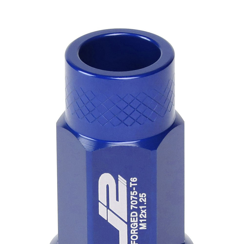 J2 Blue M12x1.25 Open Knurled End Acorn Tuner Lug Nuts