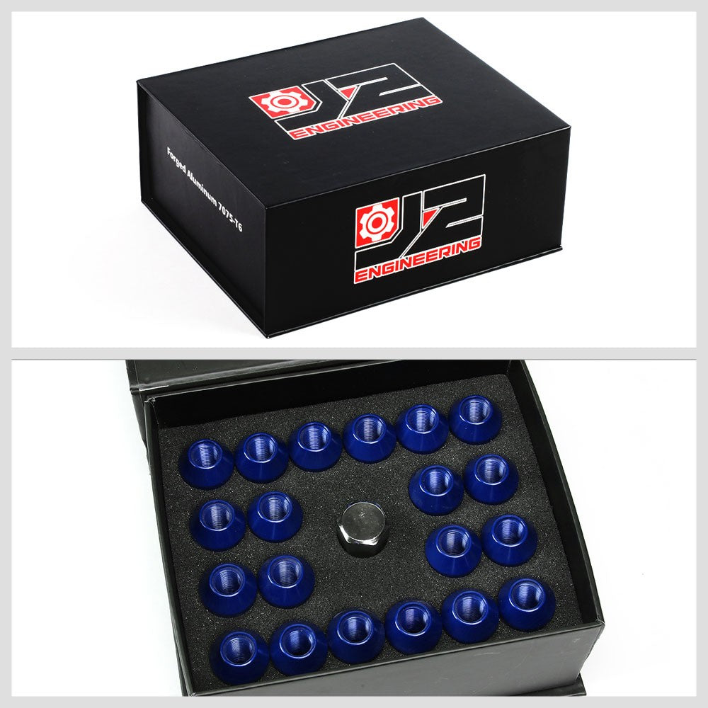 J2 Blue M12x1.25 Open Knurled End Acorn Tuner Lug Nuts