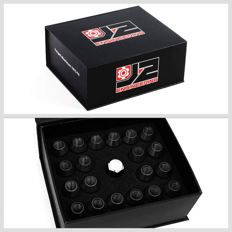 J2 Black Open Knurled End Acorn Tuner M12 x 1.50 25MM OD/50MM Height Lug Nuts-Car & Truck Wheels-BuildFastCar-BFC-LN-T7-034-15-BK