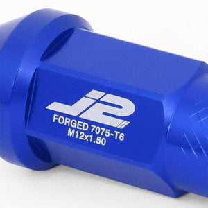 J2 Blue Open Knurled End Acorn Tuner M12 x 1.50 25MM OD/50MM Height Lug Nuts-Car & Truck Wheels-BuildFastCar-BFC-LN-T7-034-15-BL
